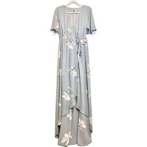 Show Me Your Mumu Sophia Wrap Maxi Dress Lily Showers Feminine Flutter Sleeves M